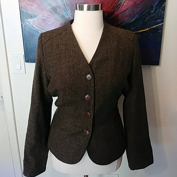 Avenue Jackets & Blazers - Avenue Brown Wool Blend Blazer